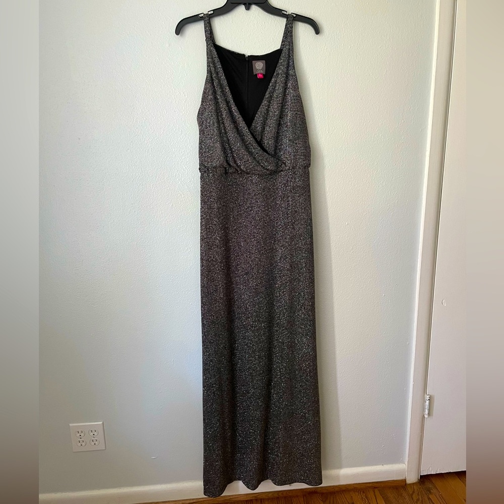 Vince Camuto Silver Gold Black Gown